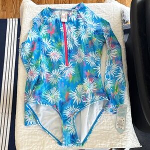 Floral Blue Kids Swimwear Rashguard